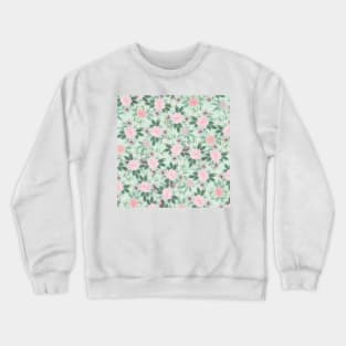 Elegant Green Pink Floral Watercolor Painting Crewneck Sweatshirt